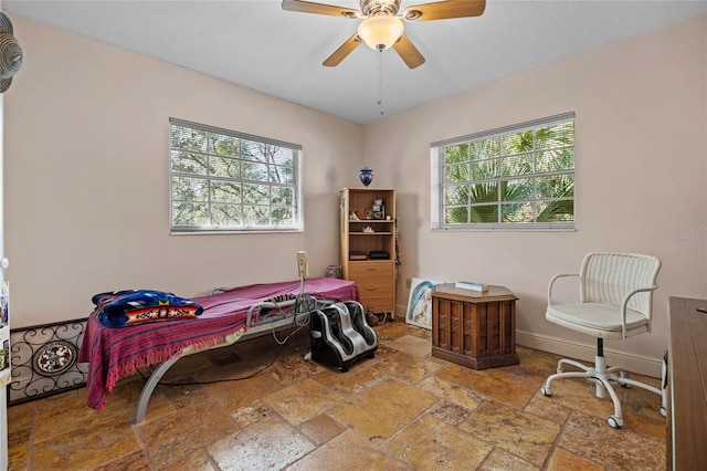 bedroom featuring ceiling fan