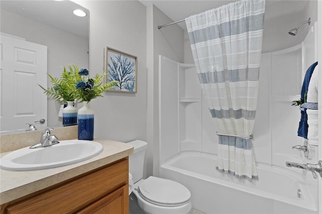 full bathroom featuring vanity, toilet, and shower / bath combo