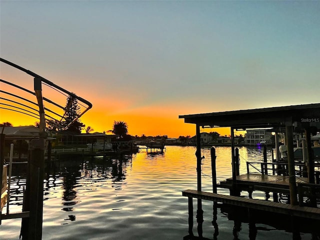 view of dock featuring a water view