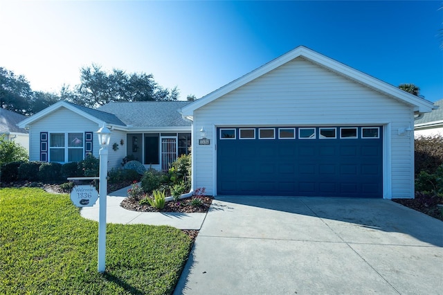 single story home with a garage