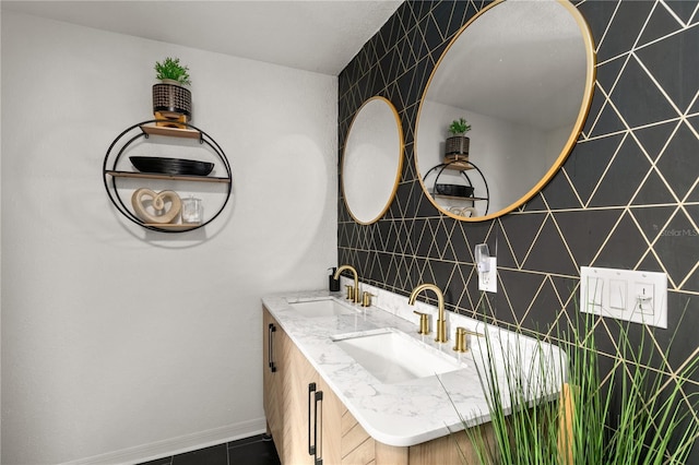 bathroom with vanity and tile patterned floors