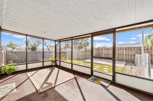 view of unfurnished sunroom