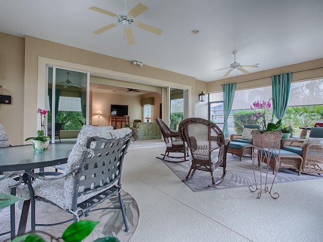 view of patio featuring outdoor lounge area and ceiling fan