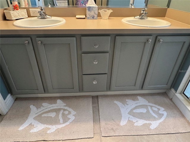 bathroom with vanity and tile patterned floors