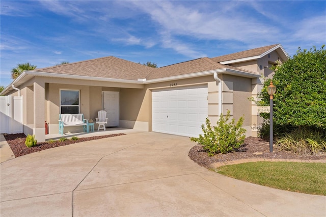 single story home with a garage