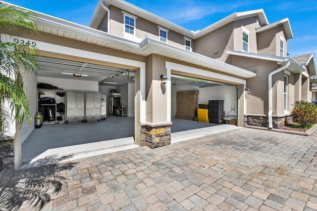 exterior space with a garage