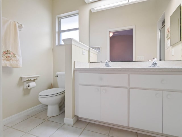 bathroom with tile patterned floors, toilet, and vanity