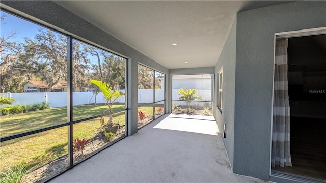 view of unfurnished sunroom