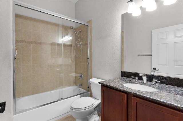 full bathroom featuring vanity, toilet, and enclosed tub / shower combo