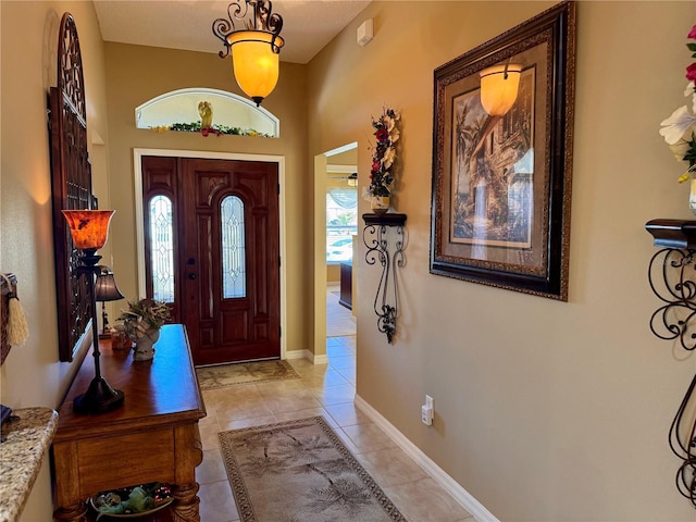 view of tiled foyer entrance