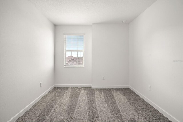 spare room featuring carpet flooring and a textured ceiling