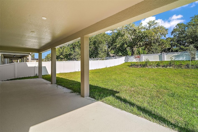 view of yard with a patio area