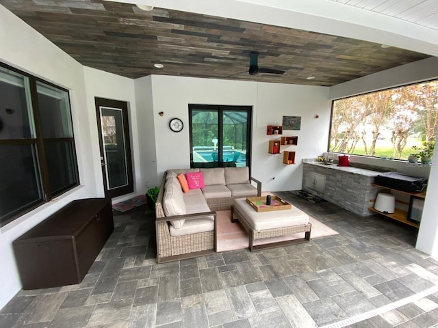 view of patio / terrace featuring an outdoor hangout area and ceiling fan