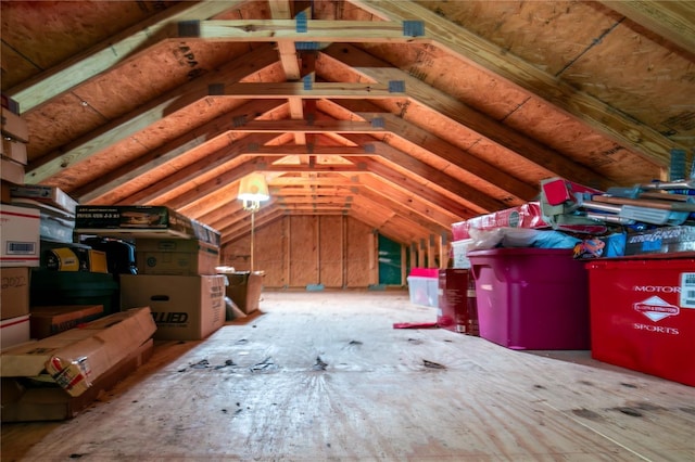 view of unfinished attic