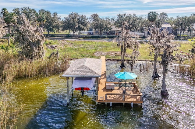 view of dock featuring a water view