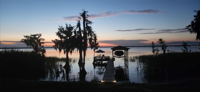 view of water feature featuring a boat dock