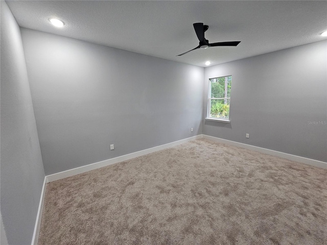 42157 Tamarac St, Eustis, FL 32736 - carpeted empty room with a ceiling fan, recessed lighting, baseboards, and a textured ceiling