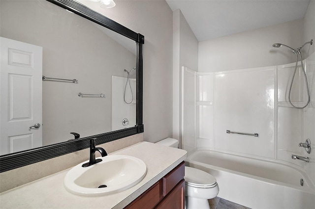 full bathroom featuring vanity, toilet, and shower / bathtub combination