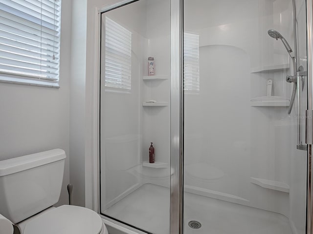 bathroom featuring toilet and walk in shower