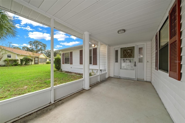 view of unfurnished sunroom