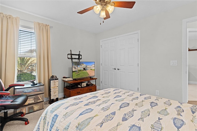 1741 Bonser Rd, Minneola, FL 34715 - carpeted bedroom featuring a closet, a ceiling fan, and a desk