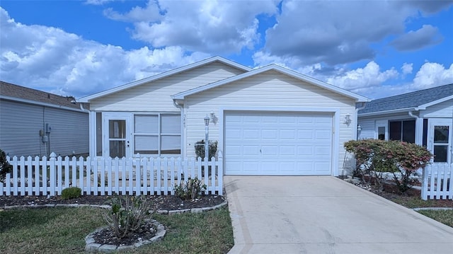 single story home featuring a garage