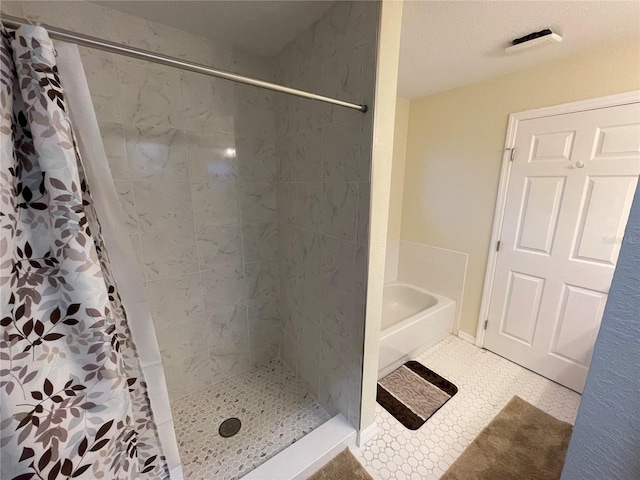 bathroom with a shower with shower curtain