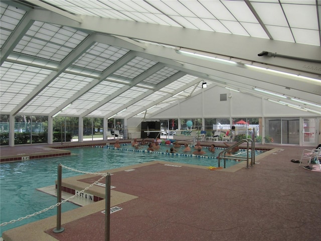 view of swimming pool featuring a patio area