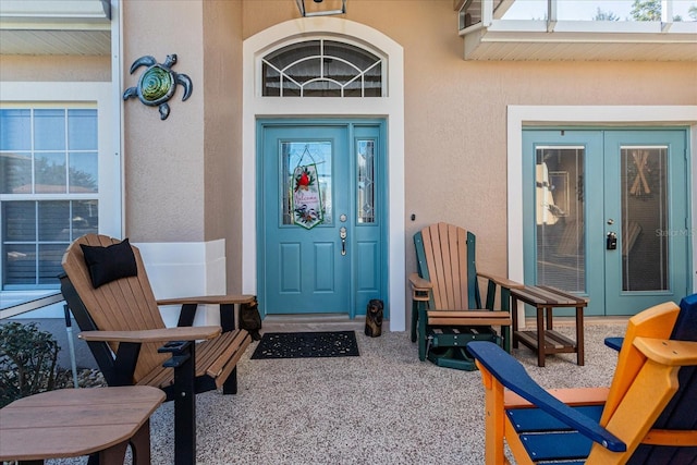 doorway to property with french doors