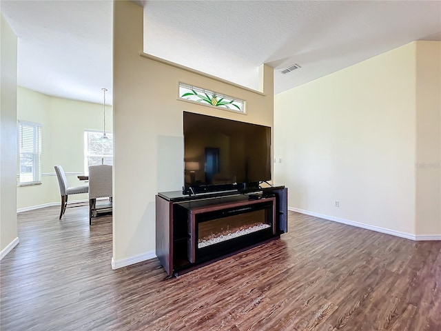 living room with hardwood / wood-style flooring