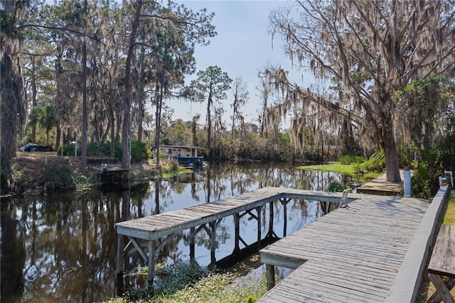 view of dock featuring a water view