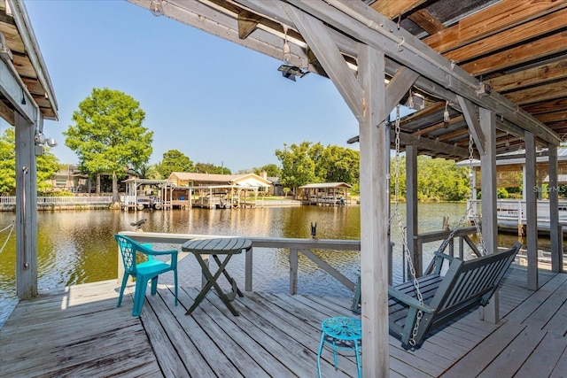 dock area featuring a water view