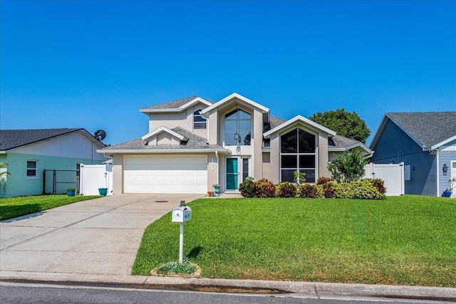 view of property featuring a front lawn