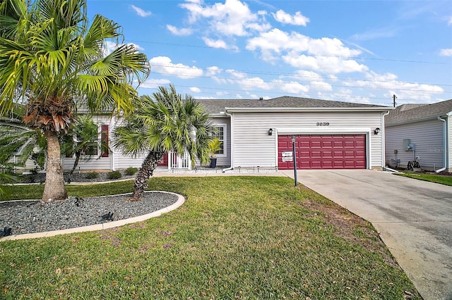 3839 Manor Oaks Ct, Leesburg, FL 34748 - single story home with driveway, a front lawn, and an attached garage