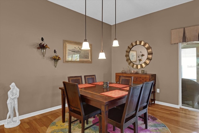 dining area with wood-type flooring