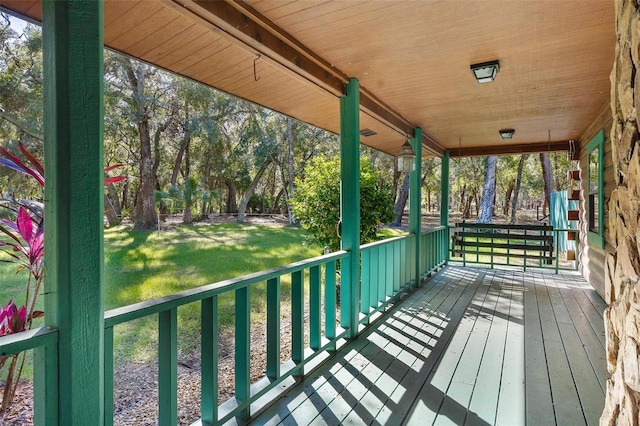 wooden terrace with covered porch