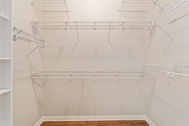 walk in closet featuring wood finished floors