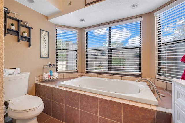 bathroom with vanity, toilet, and plenty of natural light