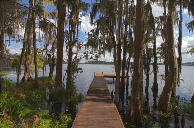 view of dock featuring a water view