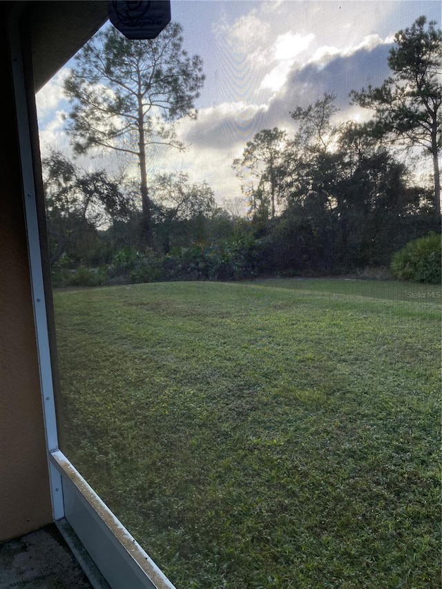 view of yard at dusk