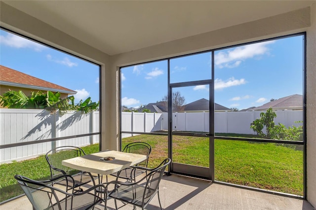 view of unfurnished sunroom