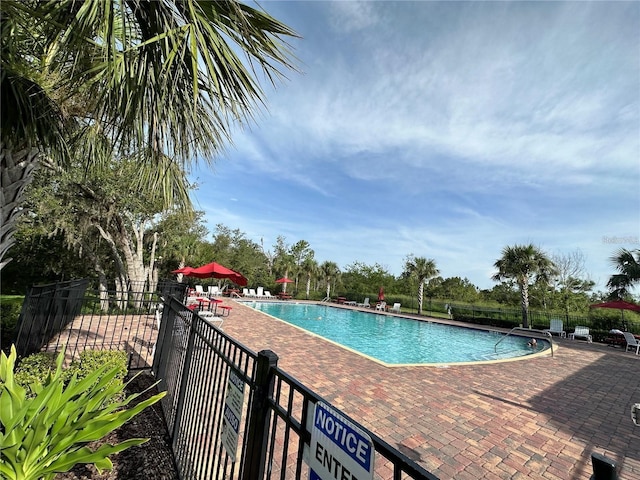 view of pool featuring a patio