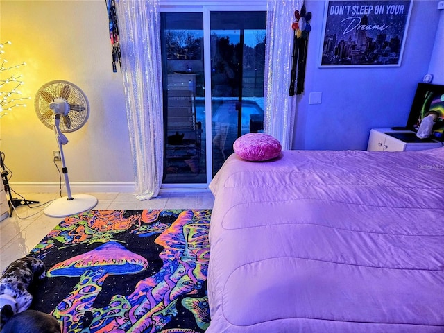 bedroom with tile patterned flooring