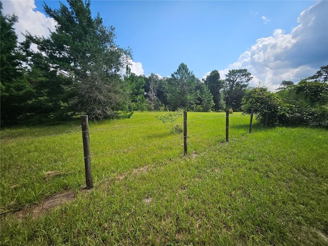 view of yard with a rural view