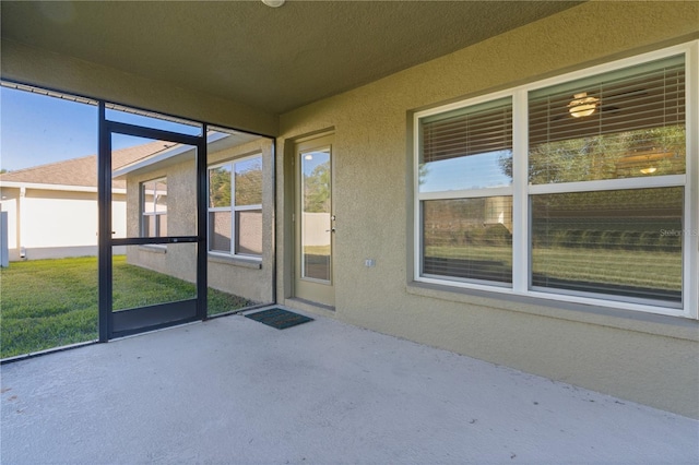 view of unfurnished sunroom