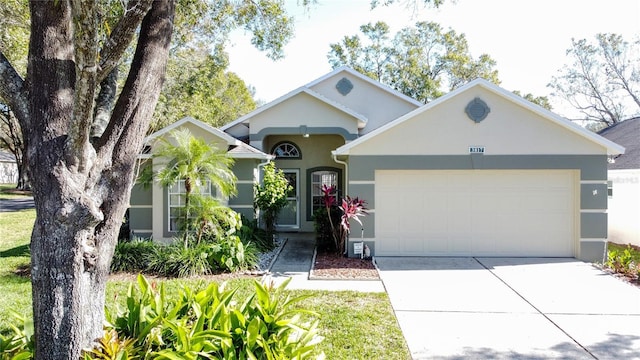 single story home with a garage