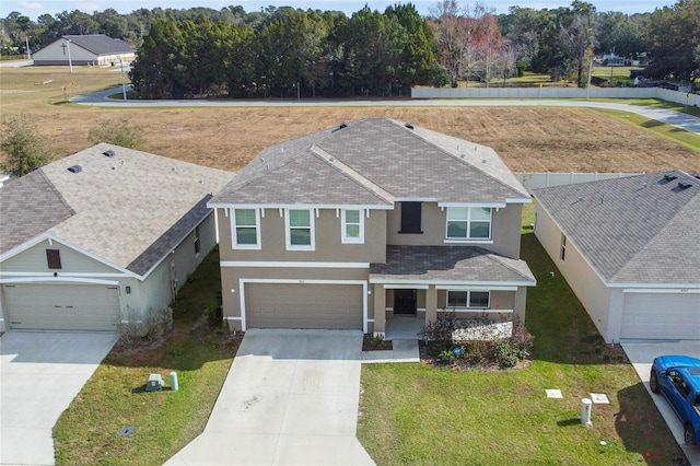 view of front of home featuring a front lawn