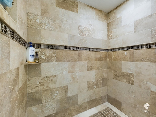 interior details featuring tiled shower