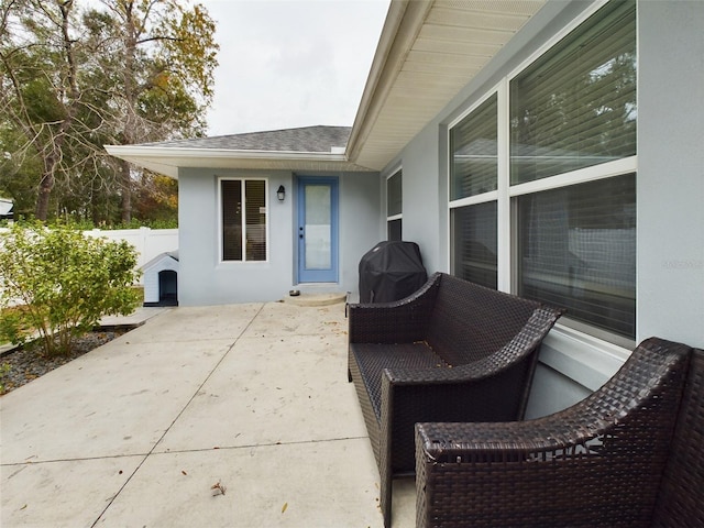 view of patio with area for grilling