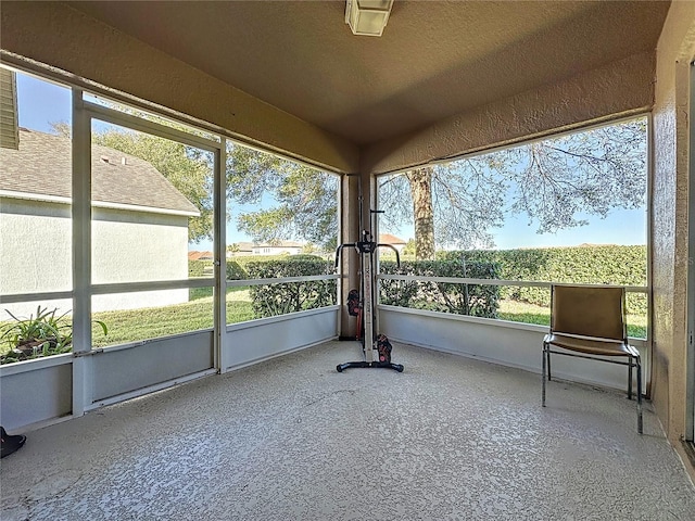 view of unfurnished sunroom